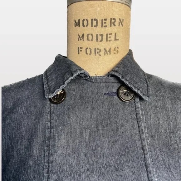 Celebrity Pink Chambray Double Breasted Puffed Hem Coat Dress Size Large - Picture 4 of 9